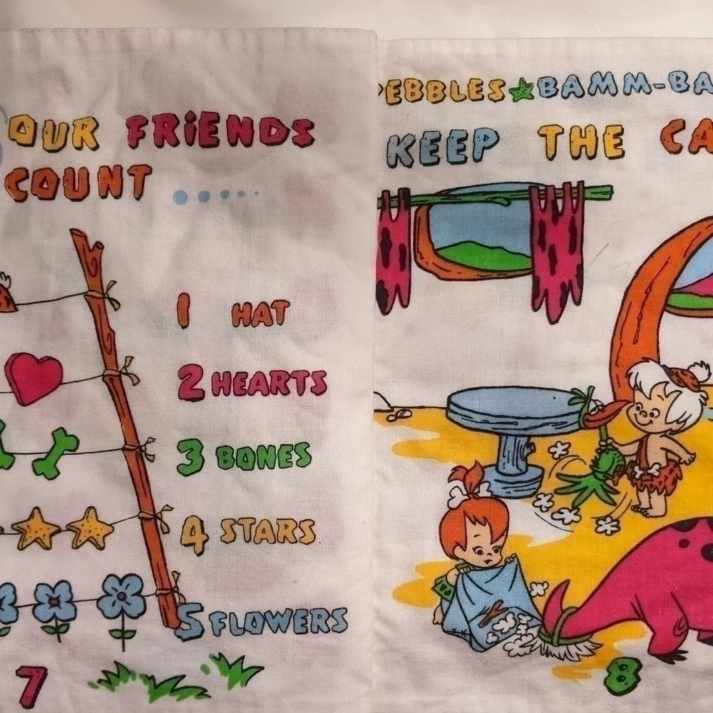 𝅺vintage Flintstones Friends Cloth Book Child's Numbers and Letters